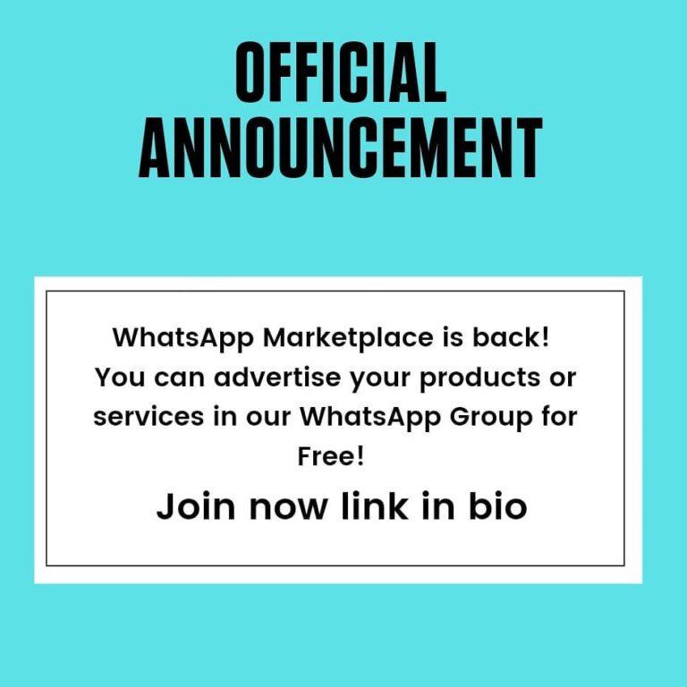 Join our WhatsApp Marketplace for Free!!!
