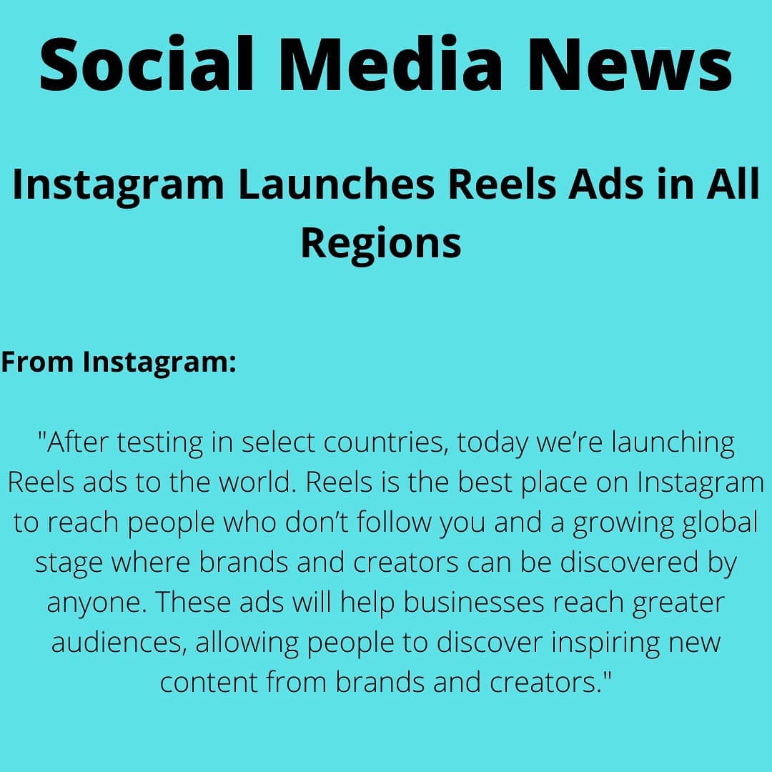 Instagram is launching Reels Ads Feature in all regions